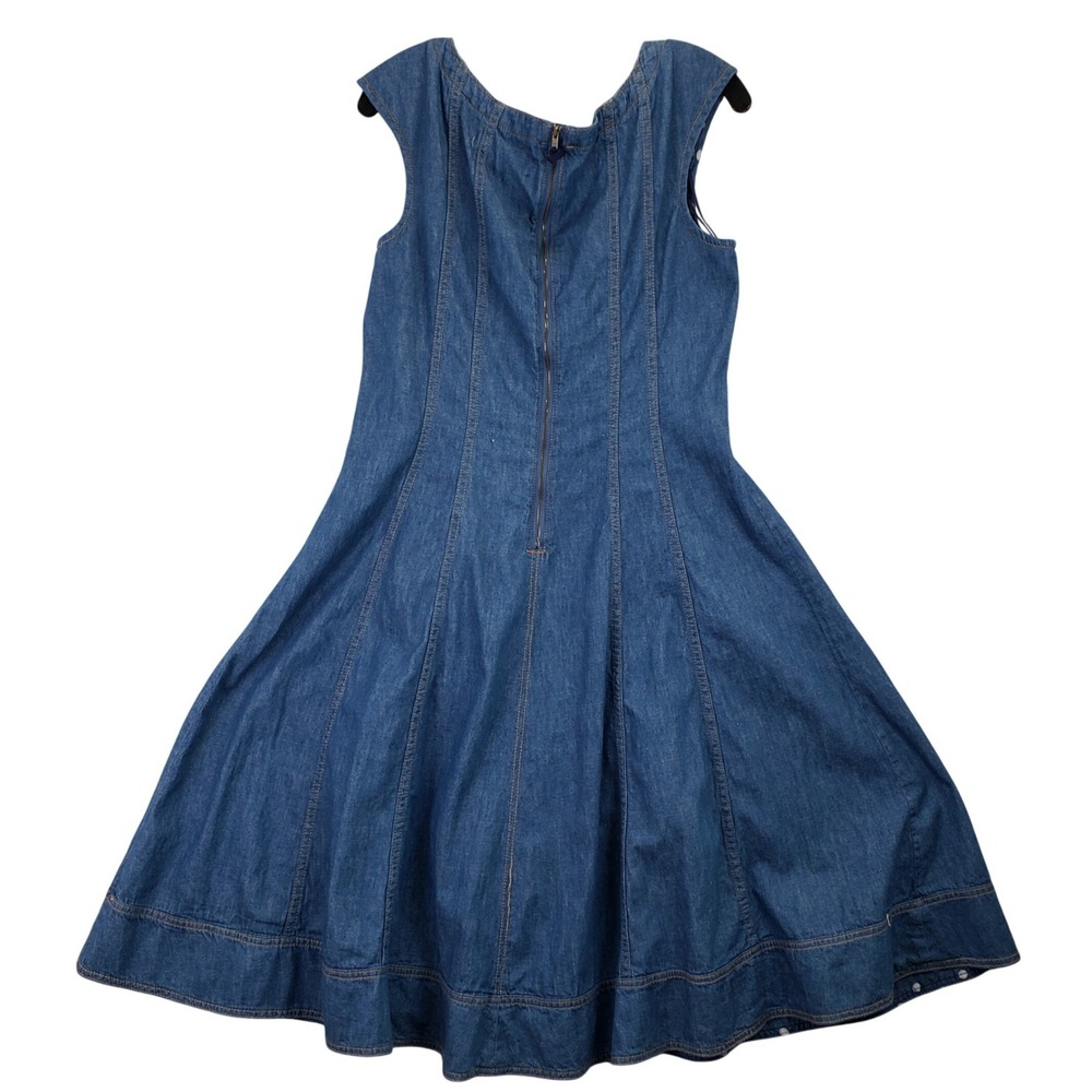 Anthropologie Pilcro Denim Dress Womens 14 Blue Fit & Flare Midi Cottagecore - Picture 6 of 11